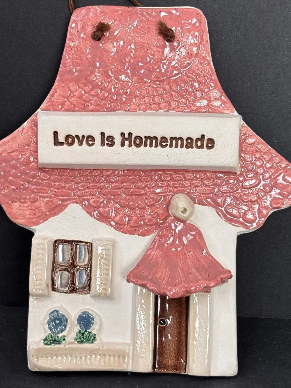 Ceramic 3D House Shaped Wall Plaque “Love Is Homemade” Stoneware